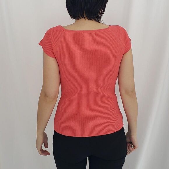 Y2K Pink Ribbed Square Neck Top - Picture 3 of 4